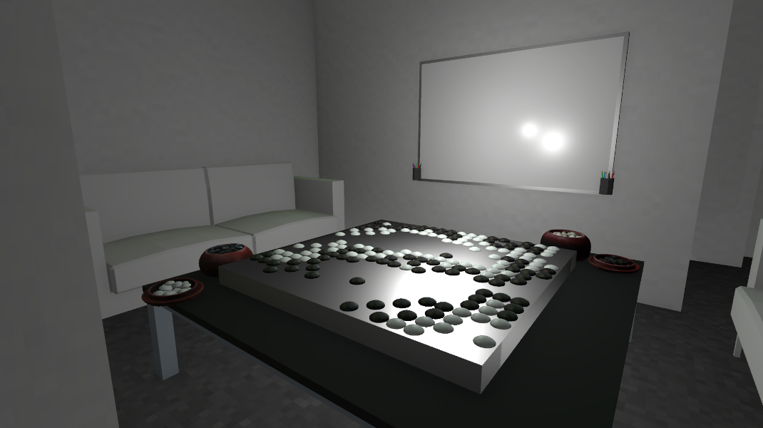 The titanium goban is a perfect place for a creative game.